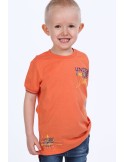 Orange boys\' t-shirt with inscriptions NDZ7337 - Online store - Boutique